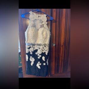 Elegant Lace Black and White Dress